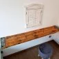 Preview: Ablage / Regalbrett / Bohle aus Holz / Massivholz / Altholz / Gerüstbohlen. Farbe honey. Schminkbereich mit Spiegel und Hocker Preview: Ablage / Regalbrett / Bohle aus Holz / Massivholz / Altholz / Gerüstbohlen. Farbe honey. Schminkbereich mit Spiegel und Hocker